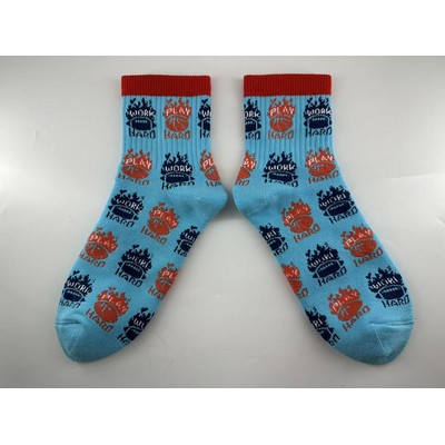 Bamtton™Premium Knit Jacquard Cotton Athletic MIDI Crew Socks Flat Knit