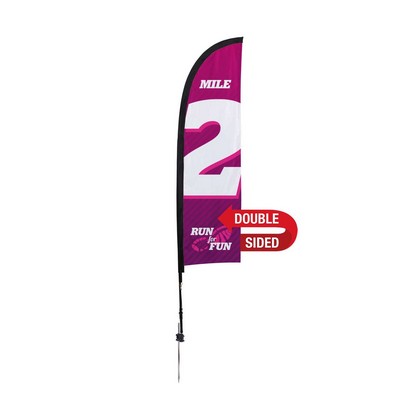 7' Premium Blade Sail Sign Flag, 2-Sided, Ground Spike