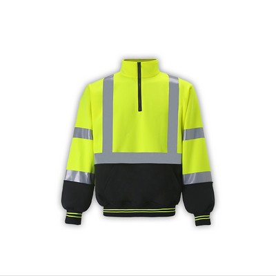 High Visibility Quarter Zip Sweatshirt, Class 3, Lime