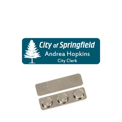 Name Badge Blue Teal Plastic - 1X3 Laser Engrave White