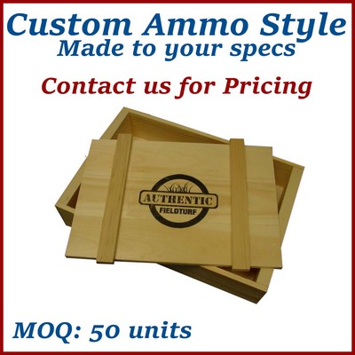 Natural Custom Ammo Style Wooden Box - Made to Order