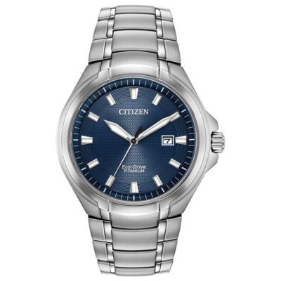 Citizen Men's Titanium Eco-Drive Watch w/Dark Blue Dial