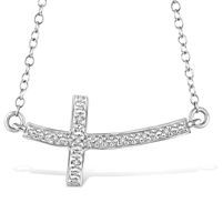 Jilco Inc. Horizontal Diamond Cross Necklace