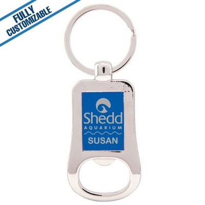 Silver & Blue Bottle Opener Keychain (2.125")