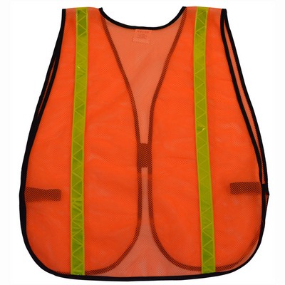 NON-ANSI Orange Mesh Safety Vest - 1" Yellow High Gloss Tape
