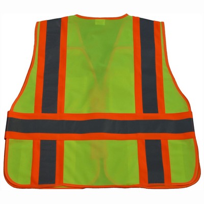 Lime Solid Orange Contrast Binding Expandable Breakaway Public Safety Vest