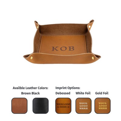 Full-Grain Leather Valet Tray- Riveted Large