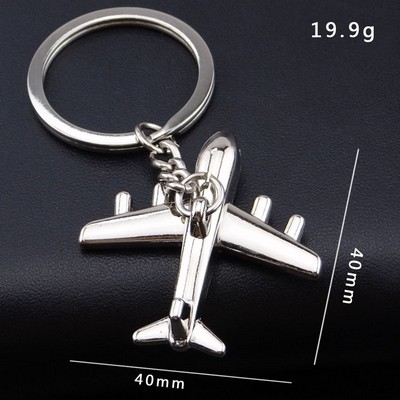 3D Airplane Model Metal Keychain