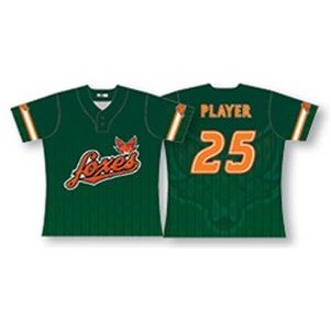 Two Button Up Pinstripe Baseball Jersey/Single Striped Sleeves