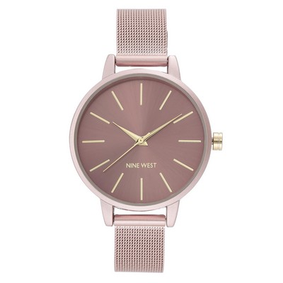 Nine West® Women's Pink Sunray Dial Mesh Bracelet Watch