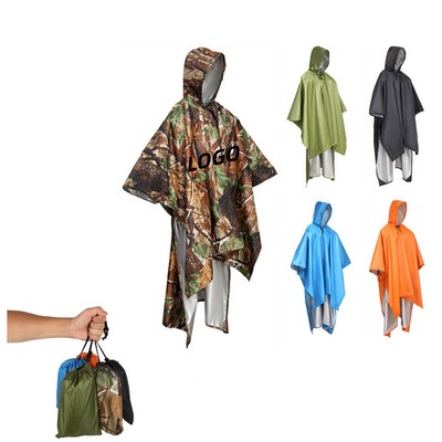 3" 1 Hooded Rain Poncho