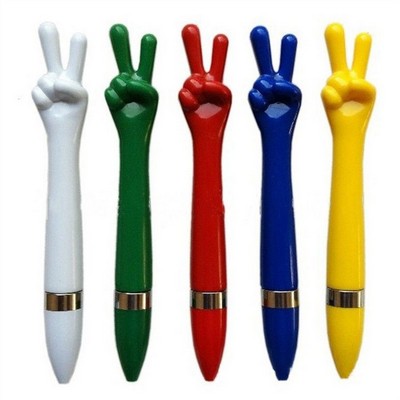 Gesture Twist Action Ballpoint Pen with Peace Sign