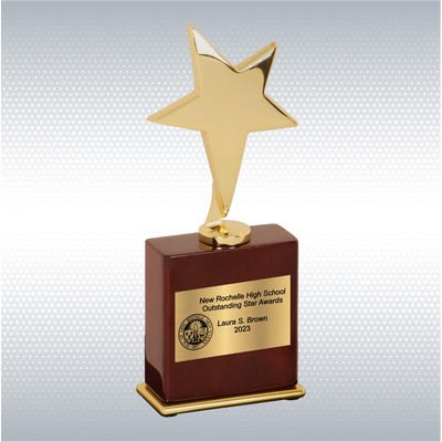 7 1/2" Gold Star Award on Rosewood Piano Finish Base