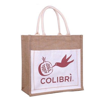 Custom Jute Canvas Beach Tote Bag
