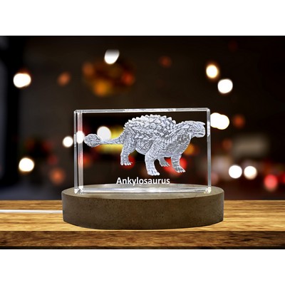 Ankylosaurus Dinosaur 3D Engraved Crystal Award