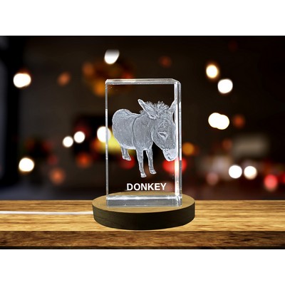 3D Engraved Crystal Donkey Trophy - Farmhouse Decor for Animal Lovers