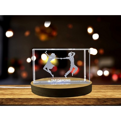 Tap Dancers 3D Engraved Crystal Trophy w/LED Base Light