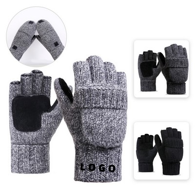 Convertible Warm Half Finger Mitten Gloves Flip Top