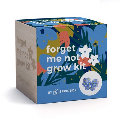 Forget Me Not Grow Kit | Solid Wood Planter Cube | Eco-Friendly