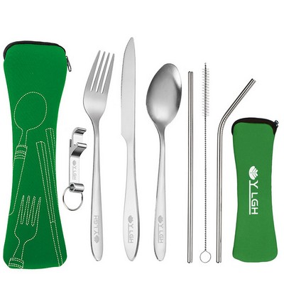 7 In 1 Cutlery Set with Zipper Pouch