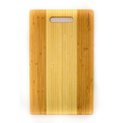 BergHoff Bamboo Rectangular Cutting Board, Two-Tone With Handle, 14.2X8.7X0.7"