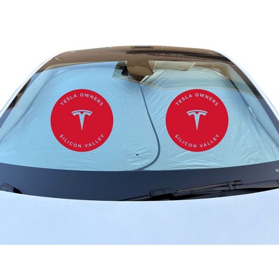 Prest-O-Shade Collapsible Fabric Sunshade registered brand dual panel pivot system Patented