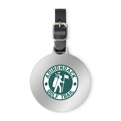 Ahead Large Round Golf Bag Tag - Shiny Nickel