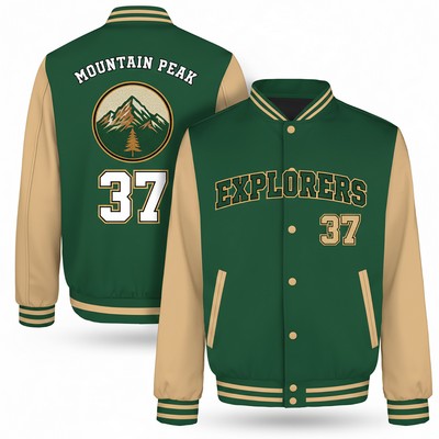 Custom Personalized Men's Varsity Jacket(Full Color Dye Sublimated)