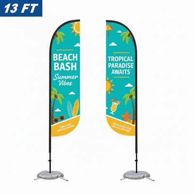 13' Custom Feather Flag Kit- Double Sided W/ Cross Base