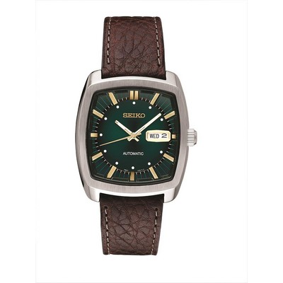 Seiko Watch Mens Automatic Silver Case Green Dial