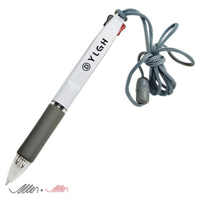 2 Colors Inks Pen With Lanyard