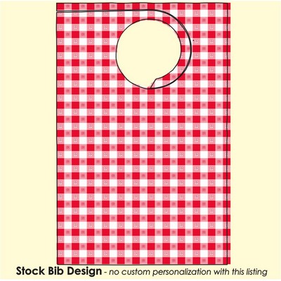Stock "Multicolored Gigham" Design Poly Backed Paper Bibs w/Ties Minimum 25 bibs