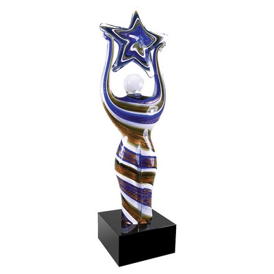 12" Glass Figure with Star and Black Base