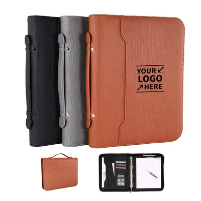 Zippered Leather Padfolio with Handle