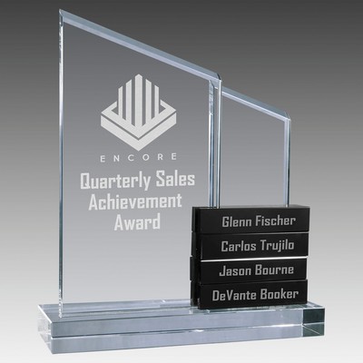 Crystal Perpetual Standup Plaque with 4 Crystal Blocks