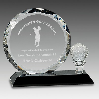 Facet Crystal w/Golf Ball on Pedestal Base