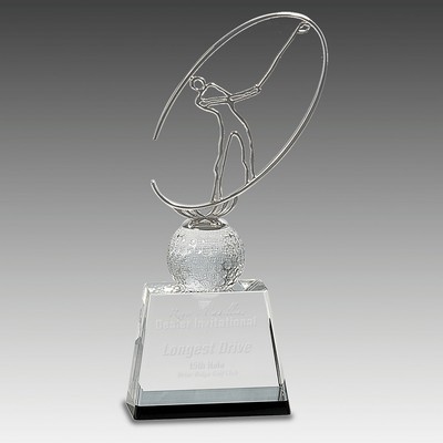 Crystal Golf Award Metal Oval Figure