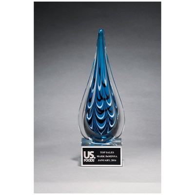 Teardrop on Glass Base Art Glass