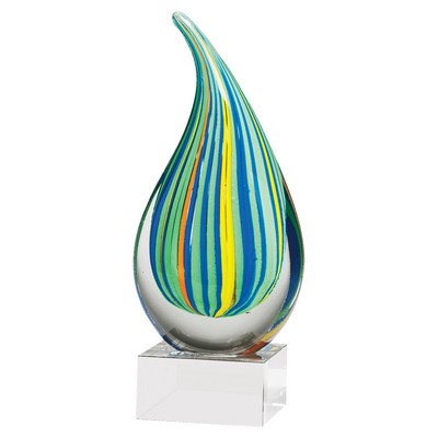 8 1/4" Multi-Colored Teardrop Art Glass