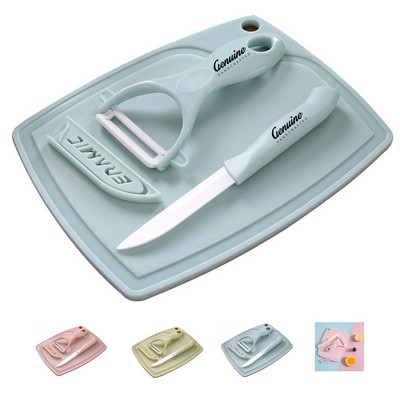 Ceramic Fruit Knife Set with Cutting Board