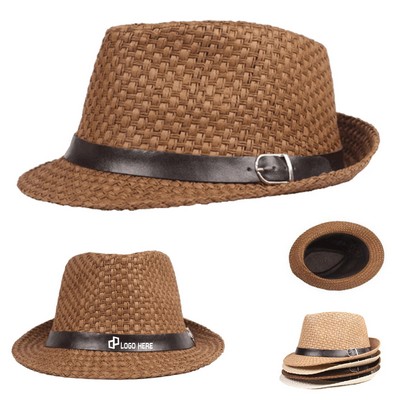 Men'S Summer Jazz Sun Protective Straw Hat