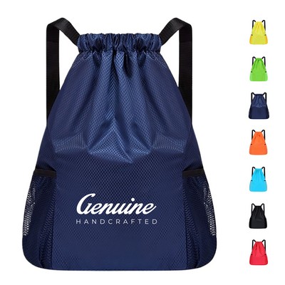 Mesh Pocket Drawstring Backpack