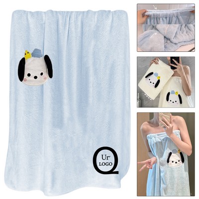 Coral Fleece Cartoon Women Wearable Bath Towel