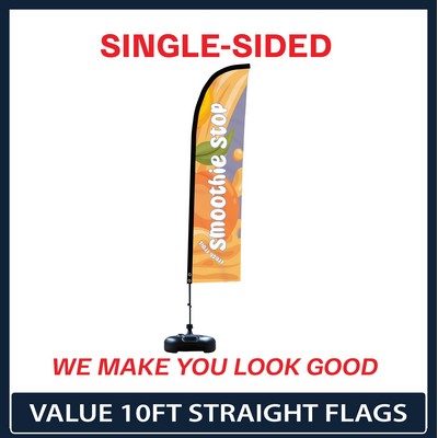 Value 10' Straight Flag - Single Sided Graphic Plastic Water Base