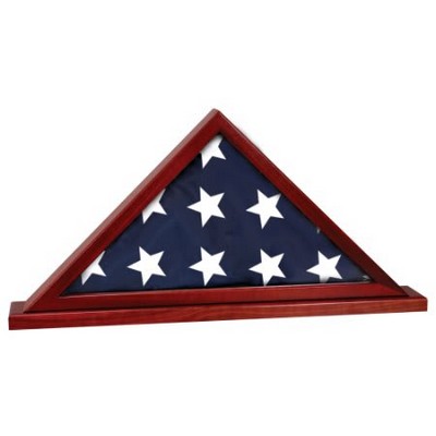 Rosewood Finish Flag Display Case with Base Attached, 16 1/4" x 8 1/4"