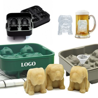 4 Cavity Silicone Bulldog Ice Mold