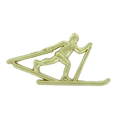 Gold Cross Country Ski Chenille Pin