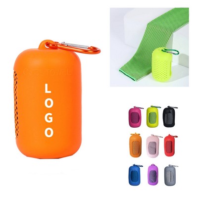 Soft Sport Cold Feeling Towel With Silicone Case