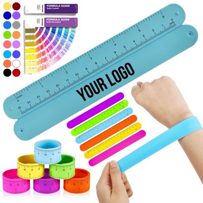Custom Silicone Ruler Slap Bracelet Snap Wristband