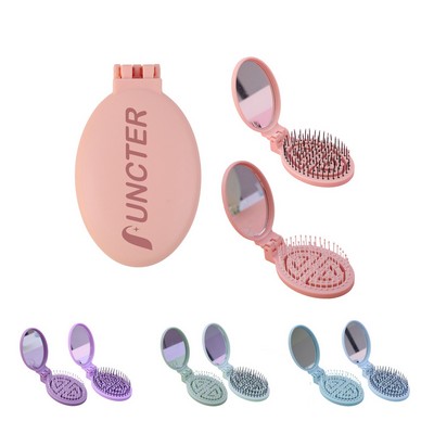 Foldable Hollow Mirror Comb 2 - in - 1
